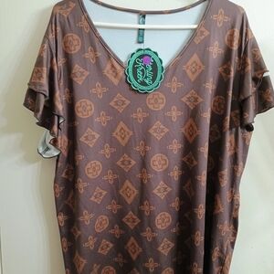 LuLaRoe Women's Brown Patterned Blouse